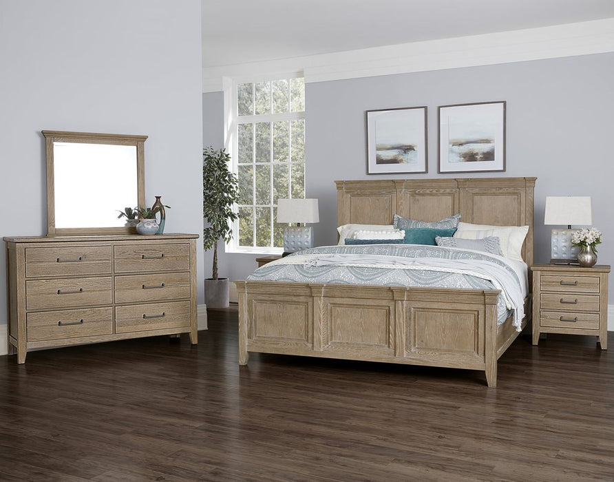 Vaughan-Bassett Passageways Deep Sand Cal King Mansion Bed in Medium Brown