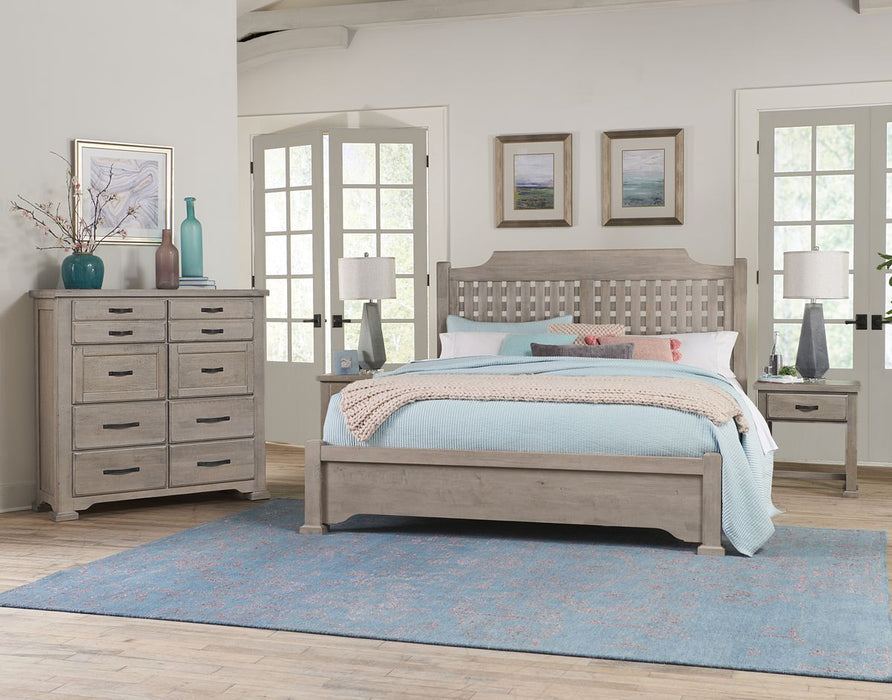 Vaughan-Bassett Joinery Plank King Poster Bed in Washed White Oak 194