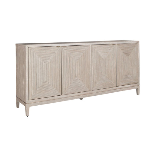 Liberty Furniture Kinsley 4 Door Accent Cabinet in Washed Taupe & Silver Champagne EST SHIP TIME APPX 4 WEEKS image
