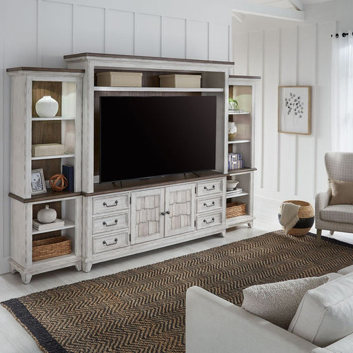 Liberty Furniture River Place Entertainment Center with Piers in Riverstone White/ Tobacco image