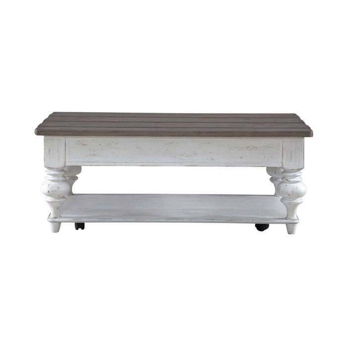 Liberty Furniture River Place Cocktail Table in Riverstone White & Tobacco