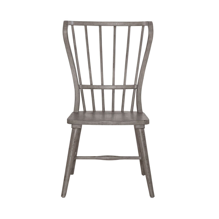 Liberty Furniture River Place Windsor Back Side Chair (Set of 2) in Riverstone Gray & Tobacco