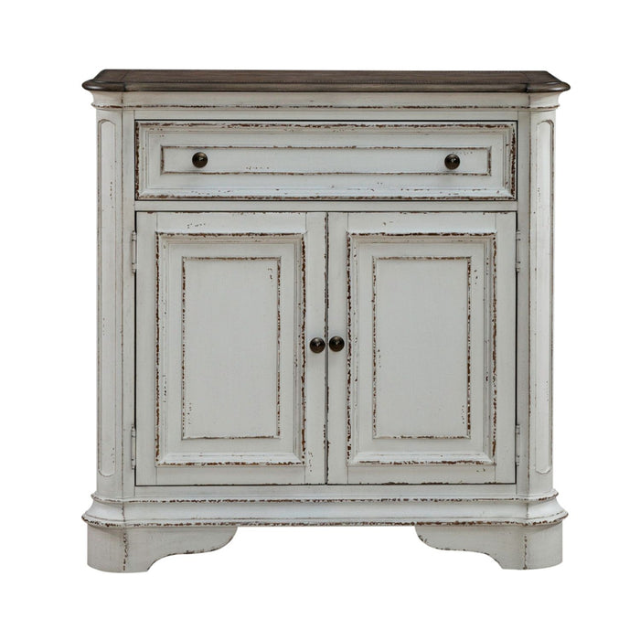Liberty Furniture Magnolia Manor Accent Cabinet in Antique White & Weathered Bark EST SHIP TIME APPX 4 WEEKS