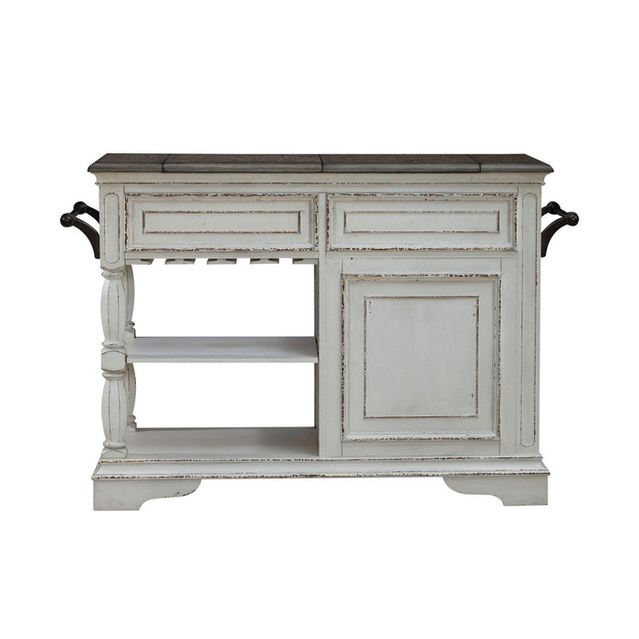 Liberty Furniture Magnolia Manor Bar Cart in Antique White & Weathered Bark EST SHIP TIME APPX 4 WEEKS
