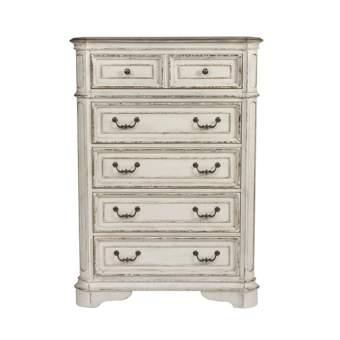 Magnolia Manor King California Upholstered Bed, Dresser & Mirror, Chest, Night Stand