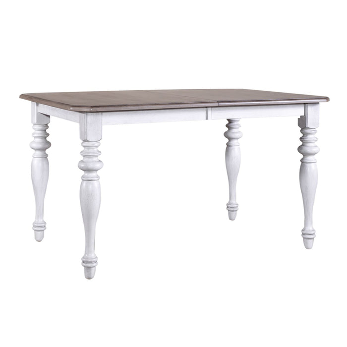 Ocean Isle Rectangular Leg Table in Antique White with Weathered Pine