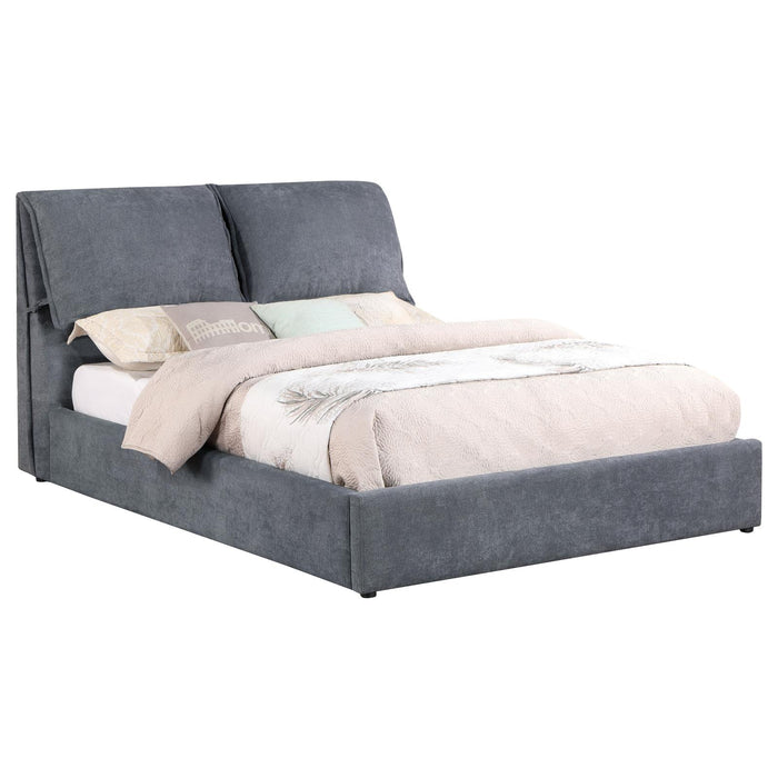 Laurel Upholstered Platform Bed with Pillow Headboard Charcoal Grey