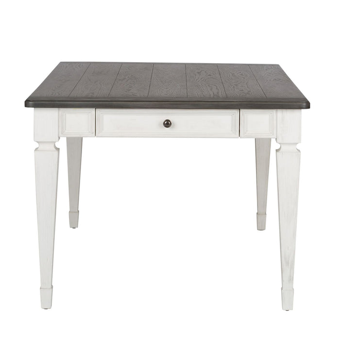 Allyson Park Rectangular Leg Table in White with Charcoal