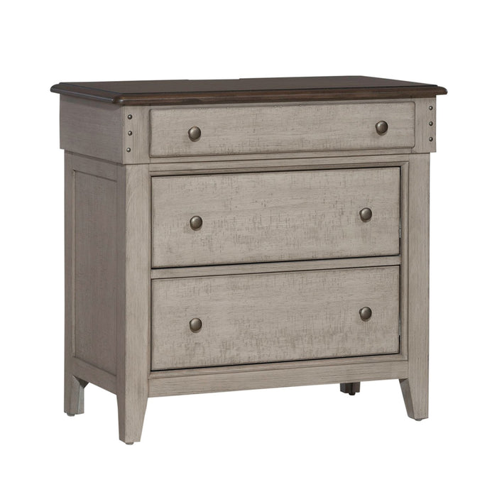 Ivy Hollow 3 Drawer Bedside Chest w/ Charging Station in Weathered Linen image