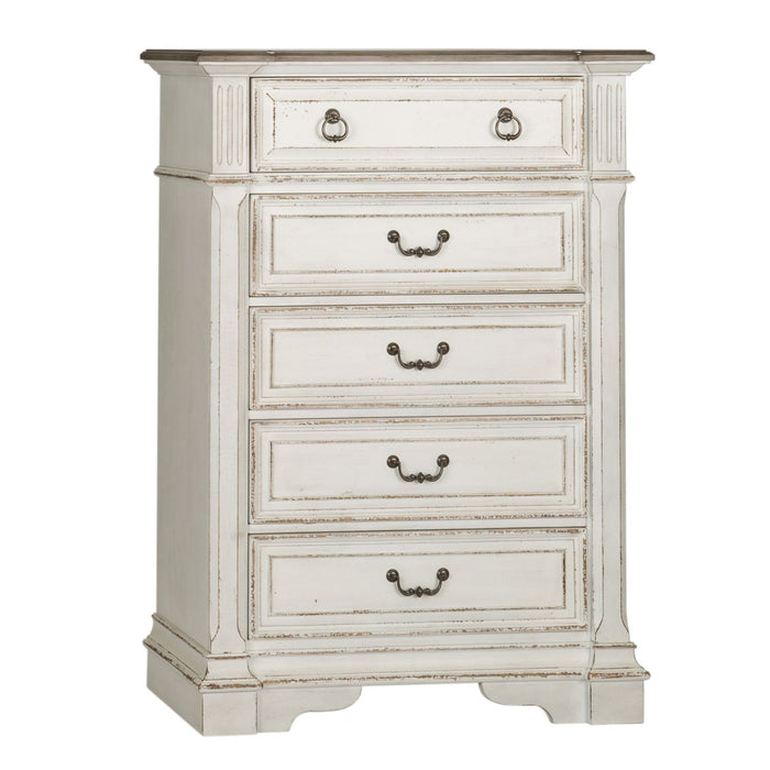 Abbey Park Queen Panel Bed, Dresser & Mirror, Chest, Night Stand
