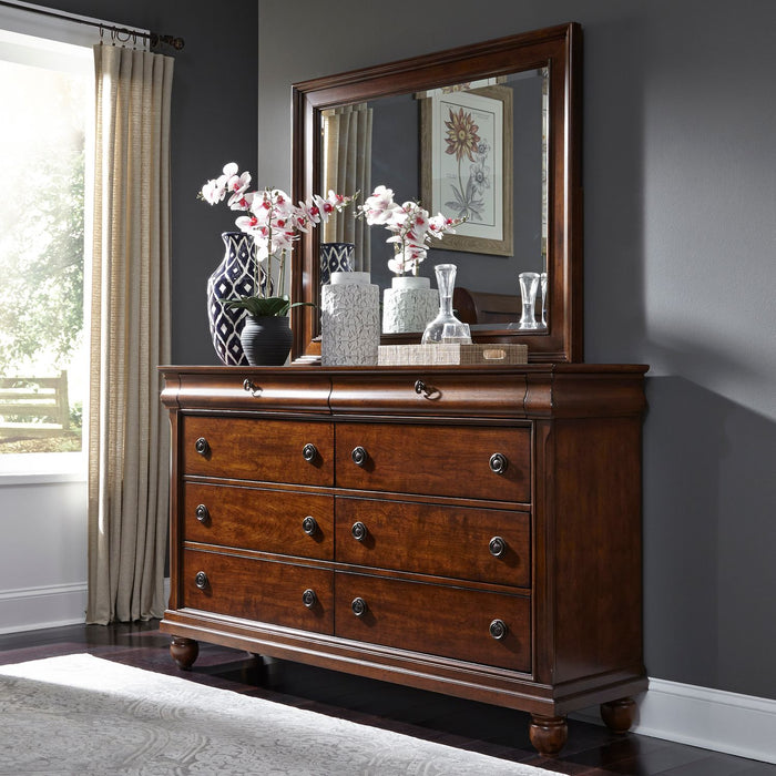 Rustic Traditions Queen Sleigh Bed, Dresser & Mirror