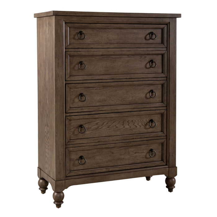 Americana Farmhouse King California Sleigh Bed, Dresser & Mirror, Chest, Night Stand