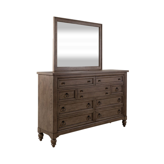 Americana Farmhouse Queen Shelter Bed, Dresser & Mirror, Night Stand