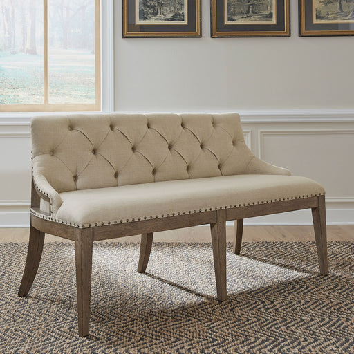 Liberty Furniture Americana Farmhouse Uph Shelter Dining Bench in Dusty Taupe & Black image