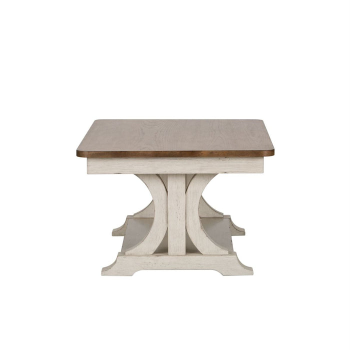 Liberty Farmhouse Reimagined Rectangular Cocktail Table in Antique White