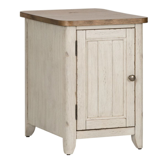 Liberty Farmhouse Reimagined Door Chair Side Table w/ Charging in Antique White