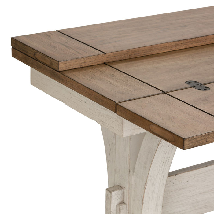 Farmhouse Reimagined Flip Lid Sofa Table in Antique White