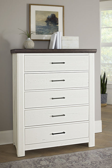 Vaughan Bassett Yellowstone 5 Drawer Chest in White & Buckskin
