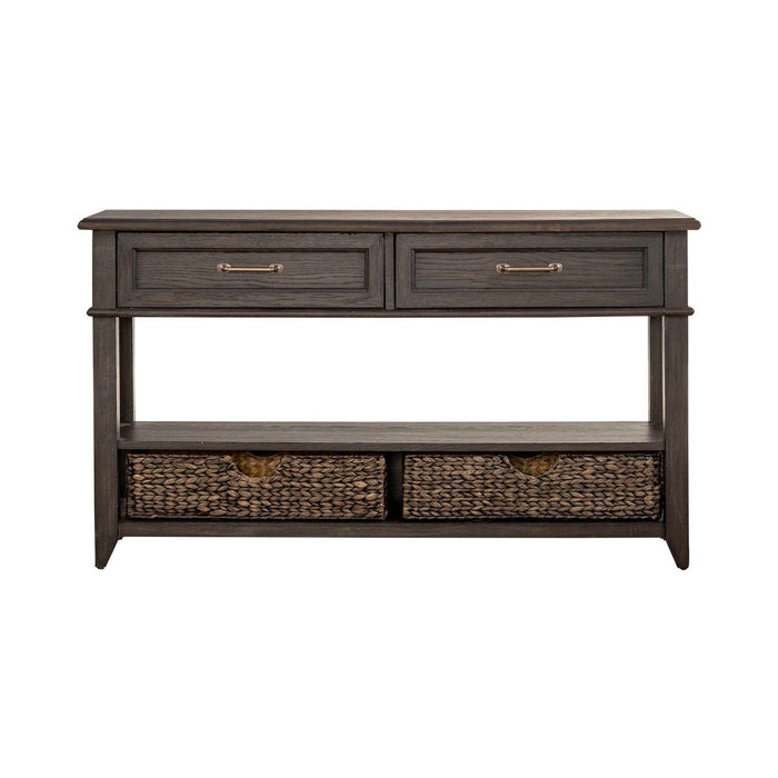 Liberty Furniture Mill Creek 2 Drawer Sofa Table in Peppercorn
