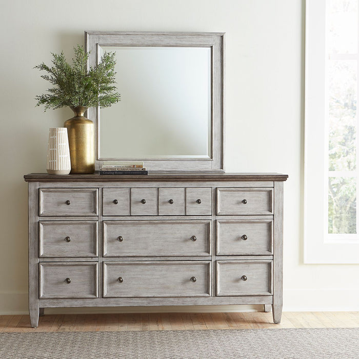 Heartland King Opt Panel Bed, Dresser & Mirror, Chest, Night Stand