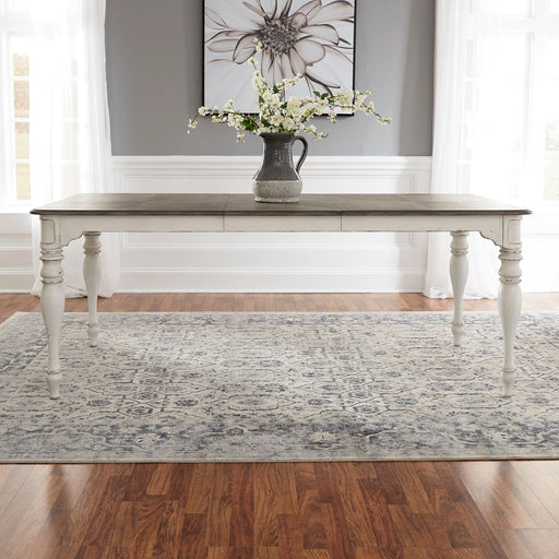 Magnolia Manor Leg Table in Antique White Base w/ Weathered Bark Tops image