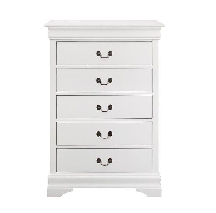 Louis Philippe White Five Drawer Chest