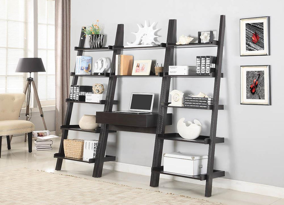 Transitional Cappuccino Wall Leaning Ladder Desk