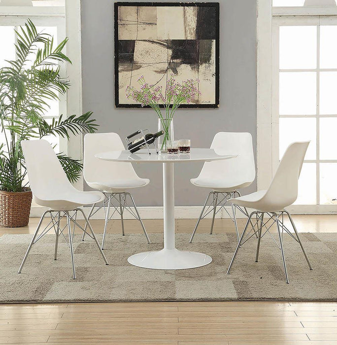 Lowry Mid Century Modern White Round Dining Table
