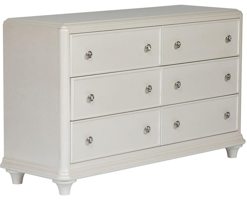 Liberty Furniture Stardust 6 Drawer Dresser in Iridescent White