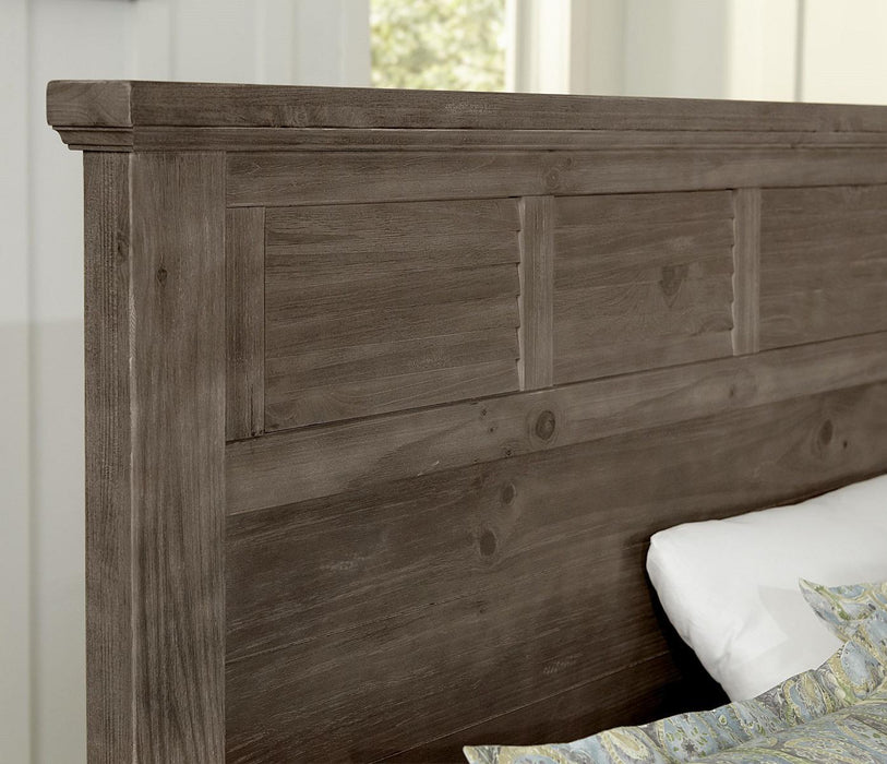 Vaughan-Bassett Sawmill Queen Louver Bed in Saddle Grey