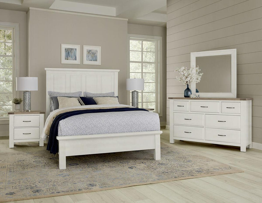 Vaughan-Bassett Maple Road Queen Mansion Bed with Low Profile Footboard in Soft White