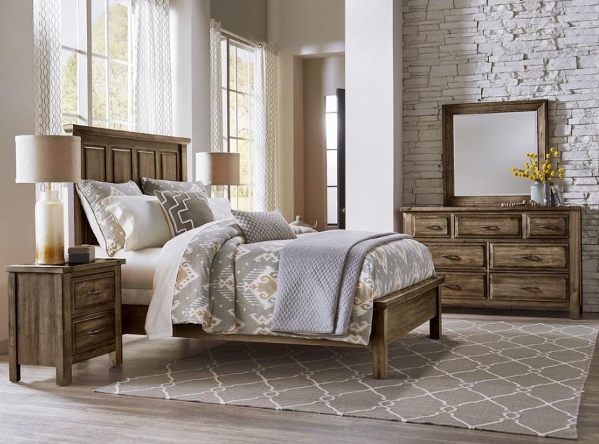 Vaughan-Bassett Maple Road Queen Slat Poster Bed  in Maple Syrup