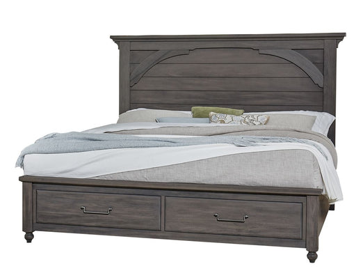 Vaughan Bassett Vista King Mansion Storage Bed in Grey Oak image