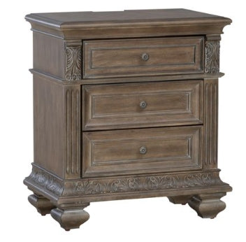 Liberty Furniture Carlisle Court 3 Drawer Nightstand with Charging Station in Chestnut with Dusty Wax image
