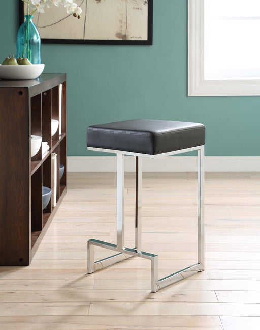G105253 Contemporary Chrome and Black Counter Height Stool image
