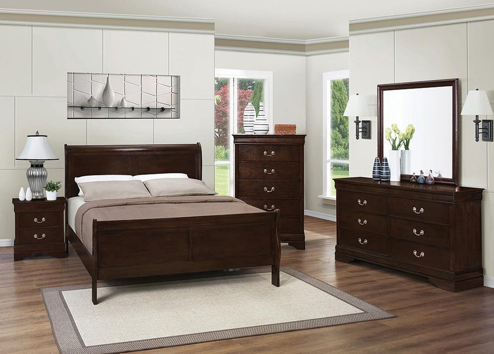 Louis Philippe Traditional Warm Brown Full Five Piece Bedroom Set image