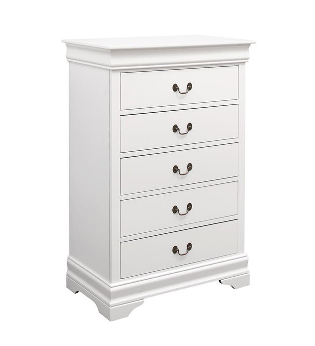 Louis Philippe White Five Drawer Chest image