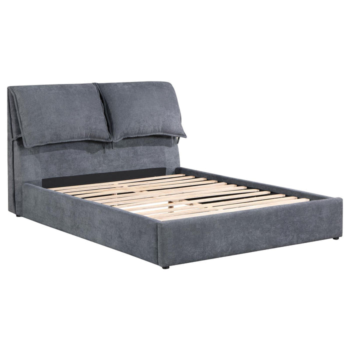 Laurel Upholstered Platform Bed with Pillow Headboard Charcoal Grey image