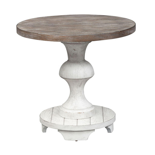 Liberty Sedona Round End Table in Heavy Distressed White image